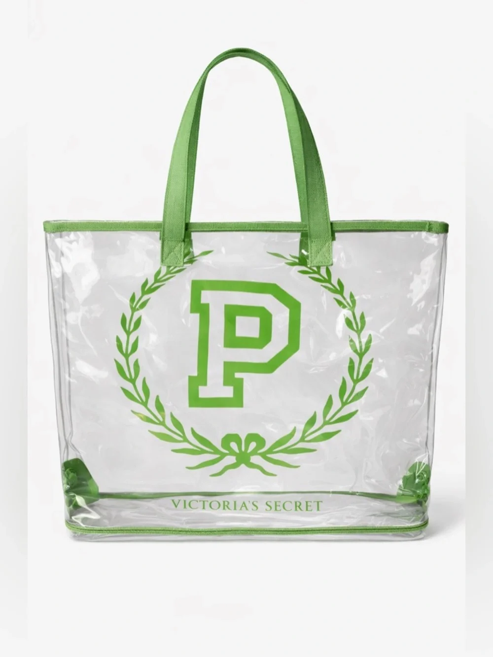 Vintage Y2K Victorias Secret PINK Monogram Green Clear Bag Tote Stadium 90s Logo